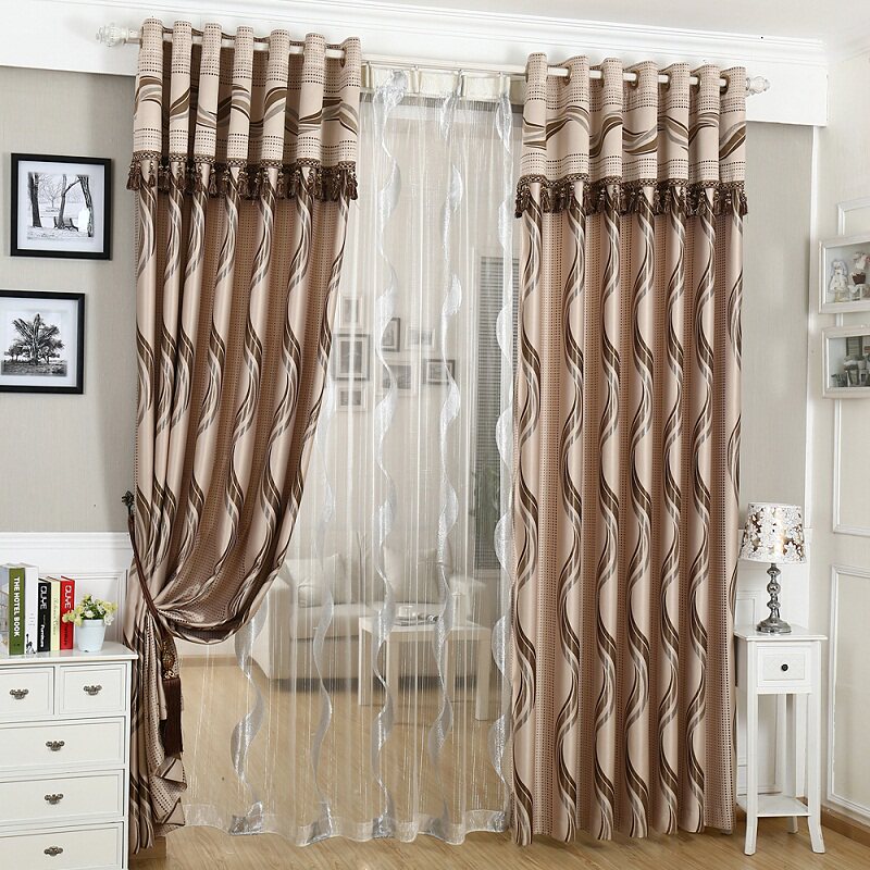 Simple modern curtain fabric finished adhesive hook custom full blackout living room bedroom floor-to-ceiling windows QIDOOW