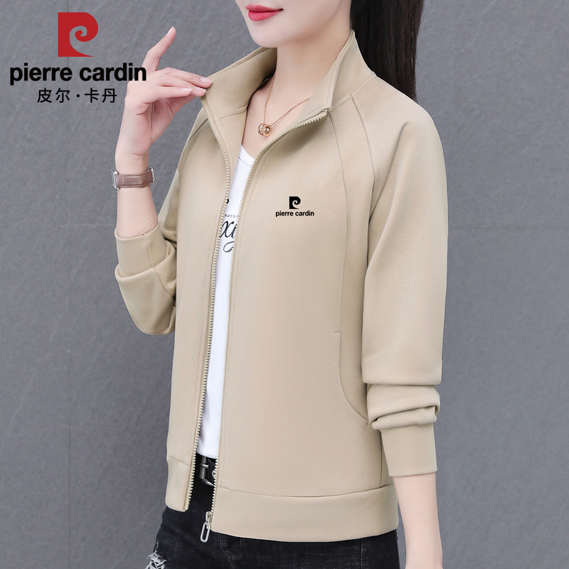 Pierre Cardin Sweatshirt Jacket for Women 2026 New Spring and Autumn Petite Versatile Fashion Cardigan Sports Short Top Pierre Cardin Sweatshirt Jacket for Women 2026 New Spring and Autumn Petite Versatile Fashion Cardigan Sports Short Top