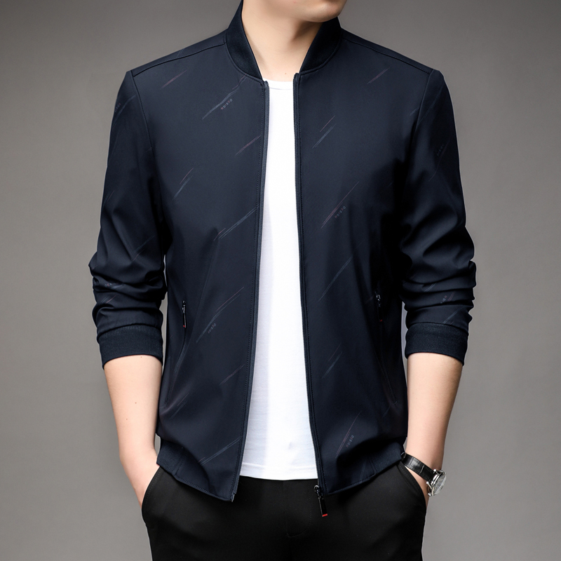 Italian Luxury Lightweight Textured Jacket for Men, Suitable for Civil Servants, Business Casual, Baseball Collar, Designer Jacket
