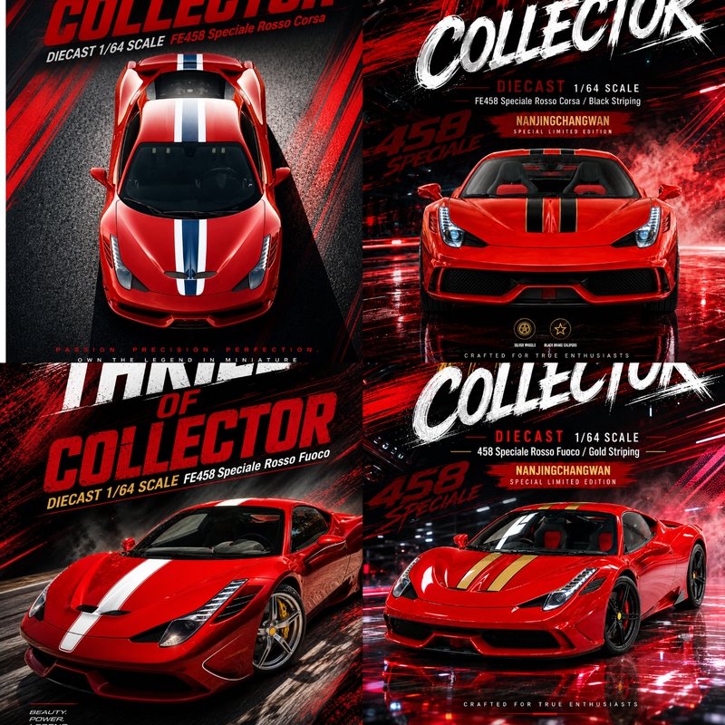 Toc Fumei 1:64 Ferrari Metal Red 145Speciale Le Marea Fe458Sp Alloy Car Model Toc Fumei 1:64 Ferrari Metal Red 145Speciale Le Marea Fe458Sp Alloy Car Model
