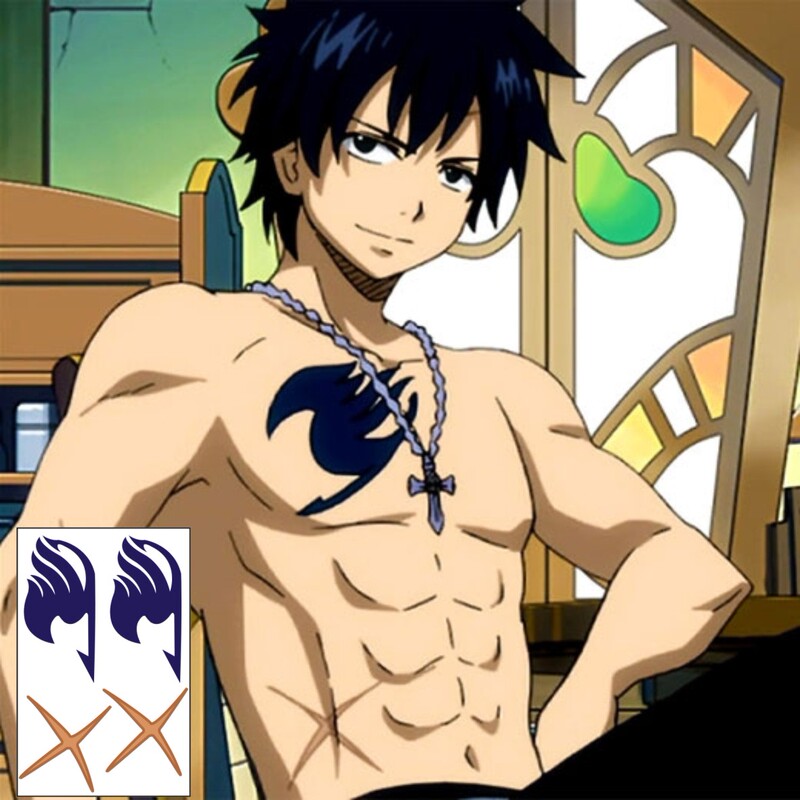 Fairy Tail Gray Fullbuster Temporary Tattoo Chest Belly Cos Comic Convention Disposable DIY Fairy Tail Gray Fullbuster Temporary Tattoo Chest Belly Cos Comic Convention Disposable DIY