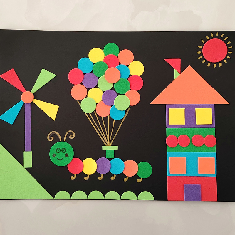 Free Cardstock Little Red Book Popular Stickers for Elementary School Students Geometric Shape Stickers Handwritten Newspaper Collage Caterpillar Balloon