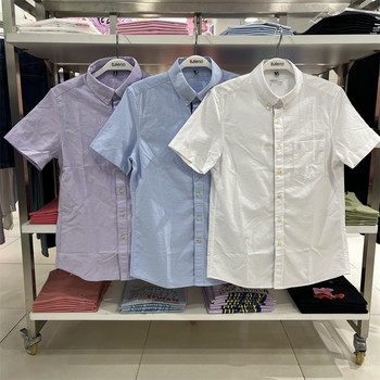 Baleno's New Summer Men's Clothing Youth Simple Pure Color Cotton Oxford Spun Micro-Embroidered Shirt 88004009