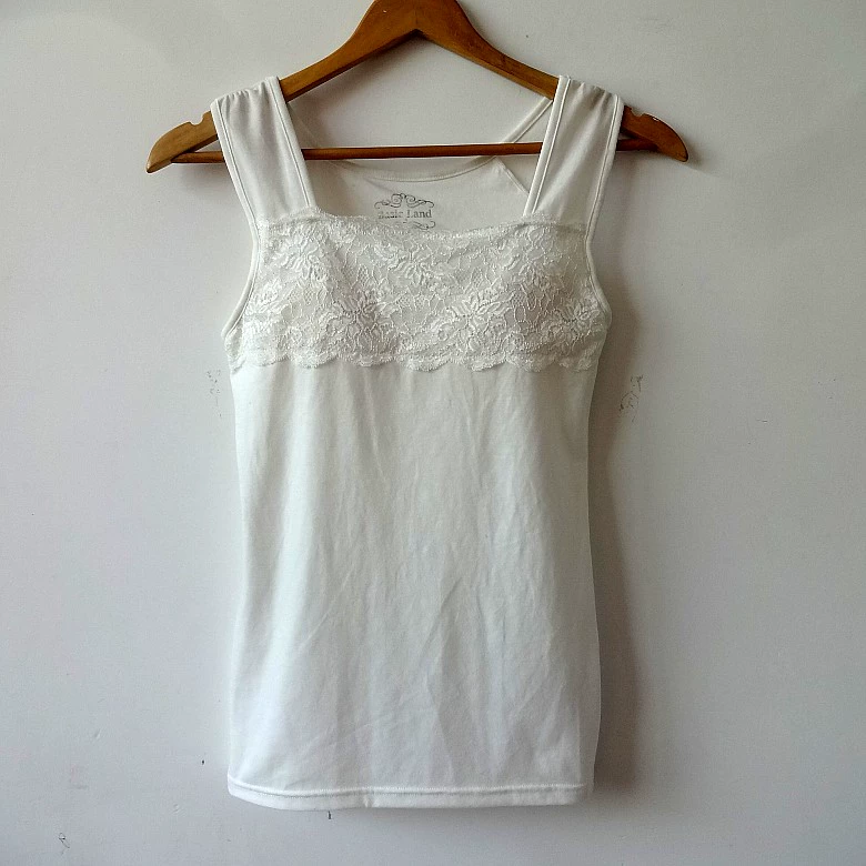 Áo cotton nữ có áo thun ngực cỡ lớn vest bra một vòng thép đồ lót rộng vai đeo dây áo nhà đáy - Áo vest