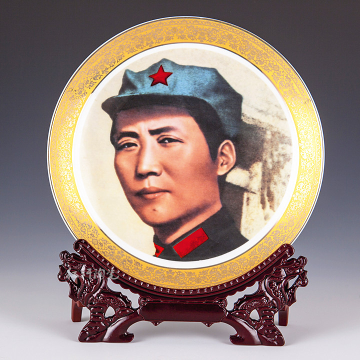 Classic picture Jingdezhen ceramics Chairman Mao like a golden-edged octagonal hat town house lucky modern home decoration ornaments