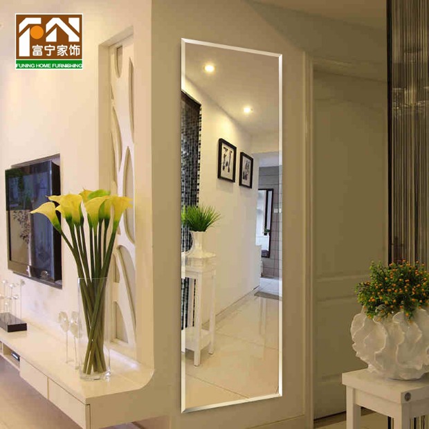 Lối vào đơn giản ba tầng gương thay đồ gương dán tường tủ quần áo lớn gương trang điểm gương treo tường cơ thể phù hợp gương - Gương gương viền gỗ