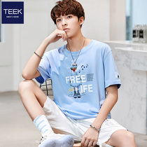 TEEK pure cotton mens short-sleeved T-shirt Tide brand summer youth student Korean version of the shirt summer fashion trend half-sleeve body shirt