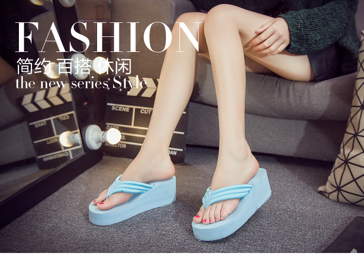 AMH đích thực mùa hè mới non-slip nêm flip-flops miếng bọt biển bánh kích thước lớn nền tảng cao gót dép và dép giày bãi biển phụ nữ