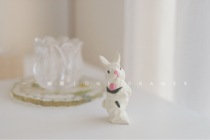 One drawer handmade cute real wood Carved White Rabbit animal decorations Birthday Holiday Gifts