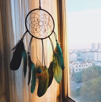 One drawer Hand-made retro black green peacock hair dream catcher pendant diy material pack birthday gift