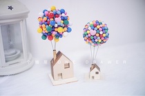 One drawer flying house around the note Hand-made balloon wooden house decoration diy material package Tanabata festival gift