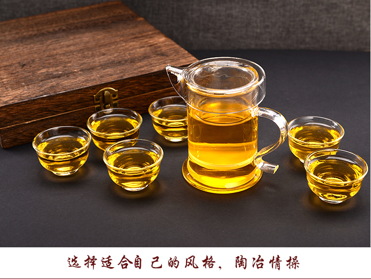 Trà thủy tinh chịu nhiệt trà xanh trà đỏ ấm trà Kung Fu bộ trà đen trà lọc lọc tuyết hoa cúc cốc ấm chén uống trà