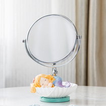 Mermaid Mirror Makeup Mirror Desktop Princess Cartoon Dressings Cute Creative High-definition Decorate Bifacial European-style Metal