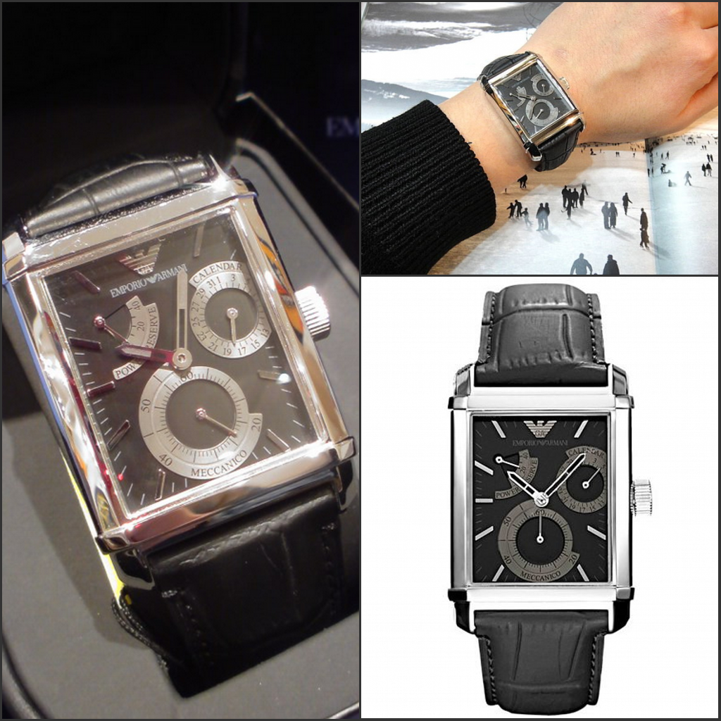 美国代购阿玛尼手表 Armani AR4235 时尚方形黑色皮带机械男表