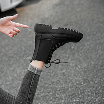 Martin boots 2020 new British style Chelsea boots womens thick-soled thick-heeled handsome boots black motorcycle boots