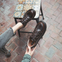 Small leather shoes female 2021 new flat student wild British Martin shoes Harajuku soft sister college style leather single shoes