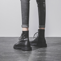 ann Martin boots female English style 2021 New Black Joker thick-soled short tube thin elastic boots womens short boots