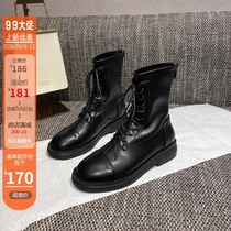 Martin boots female 2021 new explosive Net red thin boots increased soft skin thick bottom lace-up British style short boots