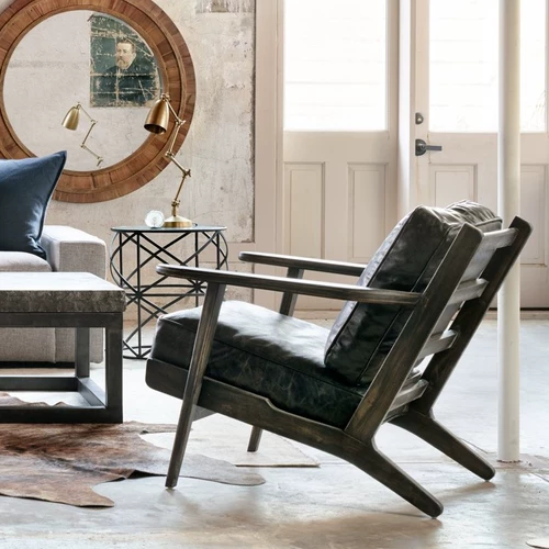 Сельский кожаный диван из натурального дерева для отдыха, в американском стиле, воловья кожа