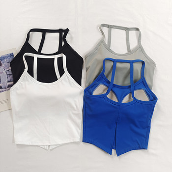 Halterneck sports vest with padded bra