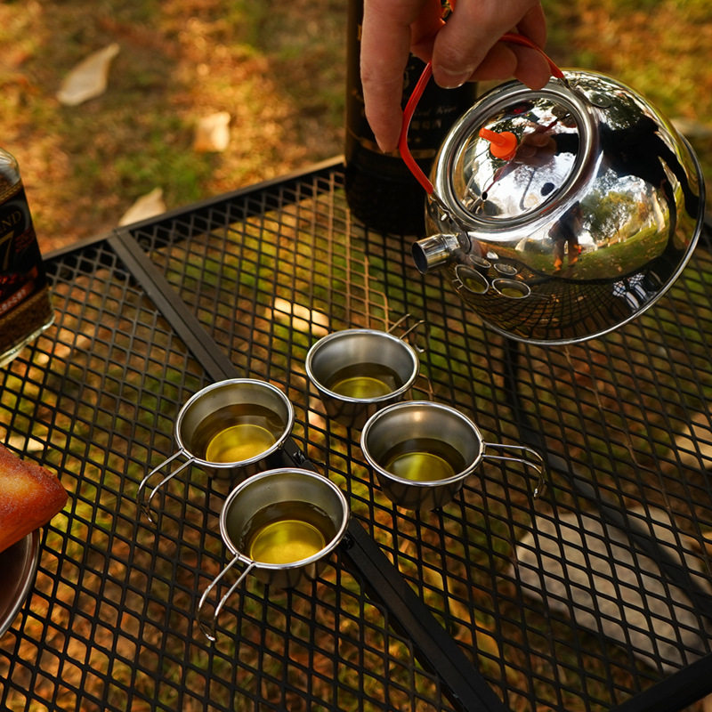 Outdoor 304 Stainless Steel Mini Wine Glasses 4 Pieces Suit Camping Water Glass Picnic Barbecue Sheng Climbing Cup 6 pieces-Taobao