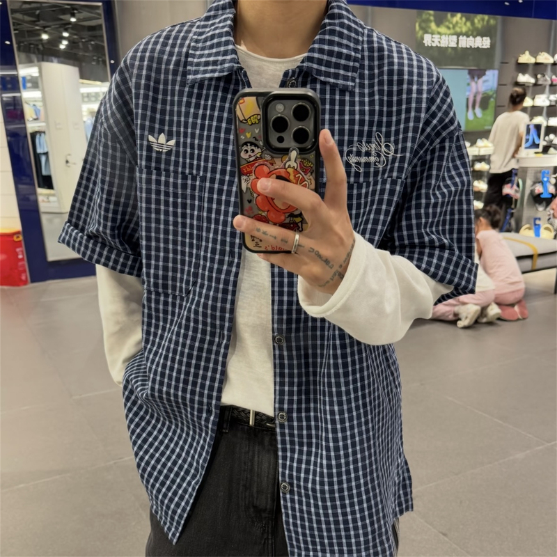 Adidas Trefoil Sports Casual Trendy Plaid Lapel Shirt Short-Sleeved T-Shirt Ld3862 Ld3863 Adidas Trefoil Sports Casual Trendy Plaid Lapel Shirt Short-Sleeved T-Shirt Ld3862 Ld3863