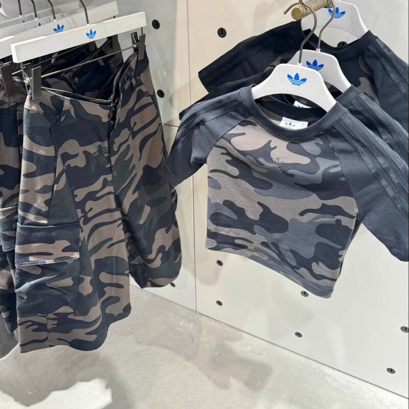 Adidas Trefoil Women's Sports Casual Trendy Camouflage Short Sleeve T-Shirt Shorts Ji5740 Ji5743