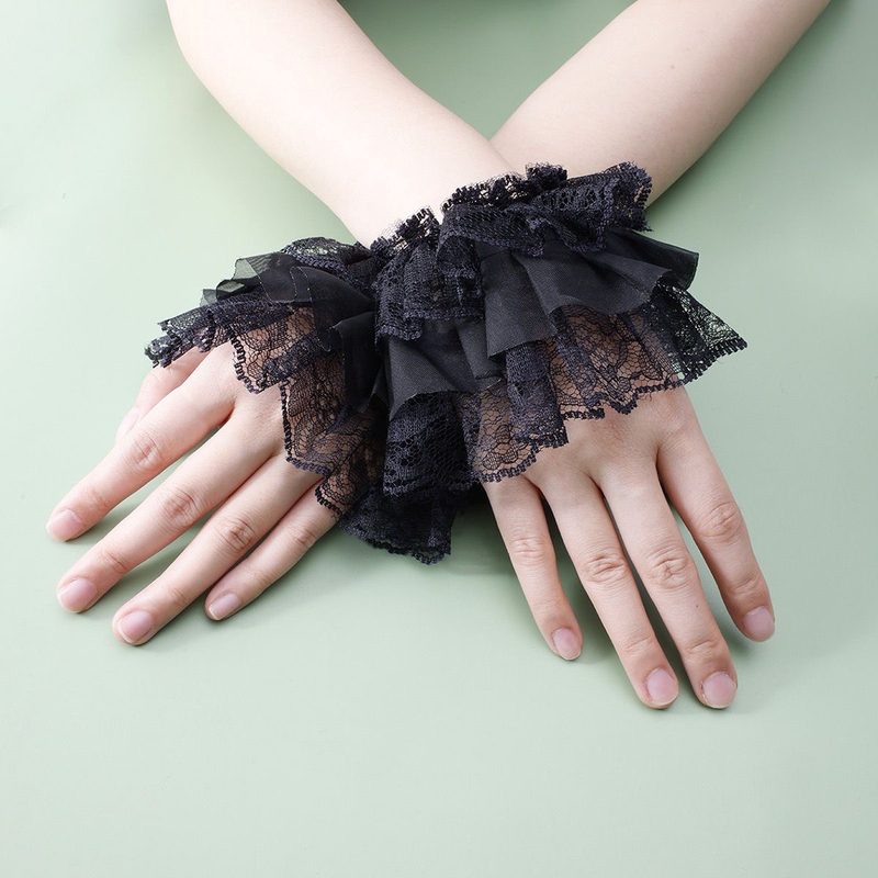 Lolita Lace Hand Sleeves, Wrist Bell Sleeves, Women's Elastic Lace Trim Fake Sleeves, Versatile Wrist Cuff Decoration Lolita Lace Hand Sleeves, Wrist Bell Sleeves, Women's Elastic Lace Trim Fake Sleeves, Versatile Wrist Cuff Decoration