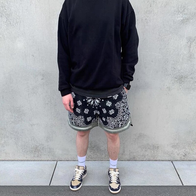 Authentic Askyurself Paisley Niche Trendy Brand Summer Sports Casual Loose Men's Basketball Shorts