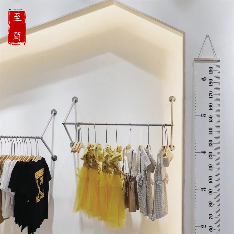 Clothing store display stand hanger ceiling hanging on the wall side hanging wall hanging stainless steel women's wedding dress shop gold high-end