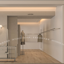 Pre-embedded wall rack clothing store display rack clothes hanger display design shelf clothes rack stainless steel clothes hanging rod