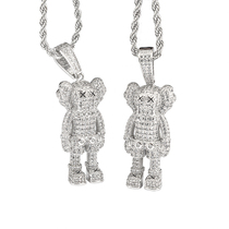ICAGANG hip hop kaws pendant necklace full of diamond zircon gold and silver European and American men and women hiphop street rap