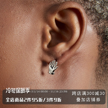 S925 sterling silver European and American street earrings personality mens ear buckle single ear stud hip-hop silver jewelry European and American fashion daily