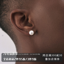 ICEGANG sterling silver S925 natural freshwater pearl earrings for men and women with the same style in Japan South Korea Europe and the United States trend hip-hop jewelry