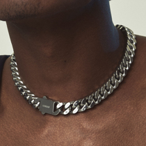 ICEGANG double-sided wire drawing matt titanium steel chain necklace Cuban chain male trend European and American hip hop hiphop