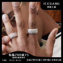 ICEGANG Original hip hop European and American wind can turn rings Cuban full diamond ring male Chains zircons micro-inlaid
