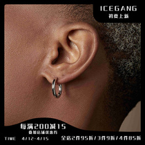 ICEGANG European and American S925 pure silver small earrings without falling color anti-allergy ear nails men rap hip hop trends ins