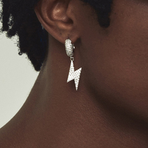 ICEGANG Hip Hop Trend Lightning Full Drill Earrings Street Earrings Male And Female Earrings Pendant Lovers and Europe Zircon Stones