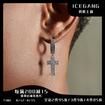 ICEGANG Circle Cross Earrings Earrings Zircons Stone Full Drill Earrings Lovers same Hip Hop and American Trend Ins