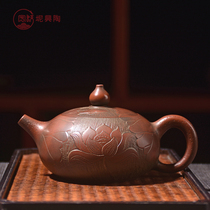 Zhou Yujiao Guangxi Qinzhou Nixing Pottery Teapot Handmade relief pottery Teapot Tea set Purple Sand Teapot Jianshui Purple Pottery Ceramics