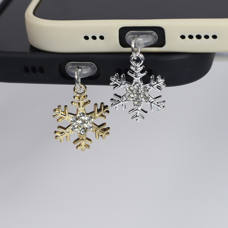 Beautiful Rhinestone Snowflake Style Phone Dust Plug Pendant Ornament Hanging Accessory Made of Alloy Material, Aesthetically Pleasing and Sparkling Beautiful Rhinestone Snowflake Style Phone Dust Plug Pendant Ornament Hanging Accessory Made of Alloy Material, Aesthetically Pleasing and Sparkling