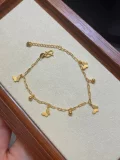 Браслет с кисточкой из 24-каратного золота в виде бабочки и сказочного колокольчика с сердечком любви, простые модные украшения, китайский подарок на День святого Валентина для подруги