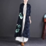 Cửa hàng tự nhiên Phong cách dân tộc phụ nữ retro cổ áo nút cotton và áo khoác lanh lỏng Trung Quốc thêu áo gió mùa thu áo khoác nữ hàn quốc