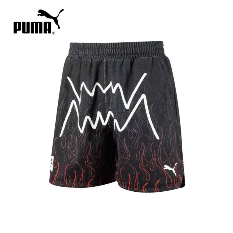 Puma Men's Woven Shorts Flame Print Quick-Dry Breathable Sports Shorts 621913-01 Puma Men's Woven Shorts Flame Print Quick-Dry Breathable Sports Shorts 621913-01