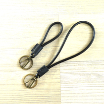 Handmade leather rope keychain vintage key chain men and women waist hanging simple car keychain cowhide creative gifts