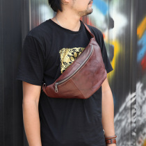 King waist bag 2020 new handmade vegetable tanned leather mens bag Korean chest bag cowhide mens bag leather messenger bag