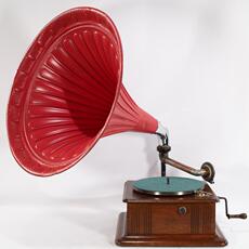 Виниловый проигрыватель 古董老物件 英国sirola大喇叭留声机 78转手摇唱机 音质等级优良