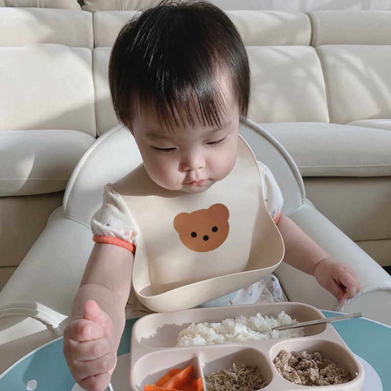 Baby feeding bib Dining Around Pocket Silicone for eating Baby surrounding pocket Saliva Towel Adjustable Waterproof Child Cute Around Pocket