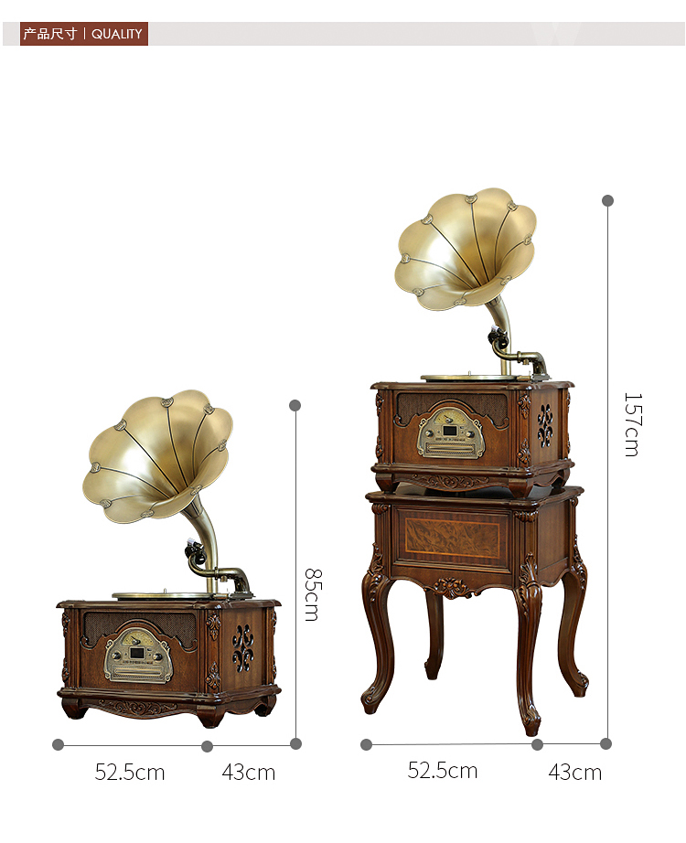 True Tang Code f809 retro phonograph Máy ghi âm vinyl gỗ cổ châu Âu Âm thanh Bluetooth máy ghi âm cũ đầu đĩa than technics