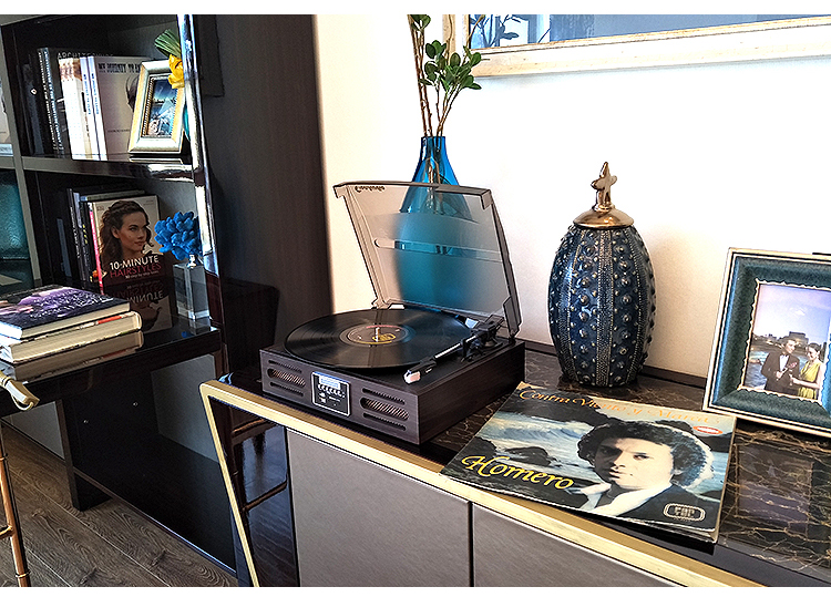 bán đầu đĩa than cổ Máy ghi âm LP vinyl máy ghi âm retro cổ máy ghi âm cổ Bluetooth U đĩa hoài cổ bằng gỗ đài FM - Máy hát 	bán đầu đĩa than denon